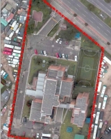 Imagen aérea satelital, con el polígono de intervención del Plan de Regularización y Manejo 