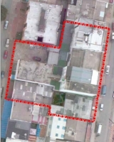 Imagen aérea satelital, con el polígono de intervención del Plan de Implantación 