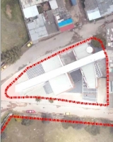Imagen aérea satelital, con el polígono de intervención del Plan de Implantación.