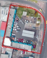 Imagen aérea satelital, con el polígono de intervención del Plan de Implantación.