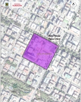 Imagen satelital que contiene la delimitación y localización del PPD "Plaza Chicó"