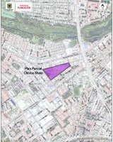 Imagen satelital que contiene la delimitación y localización del PPD "Clínica Shaio"
