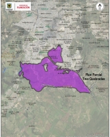 Imagen satelital que contiene la delimitación y localización del PPD "Tres Quebradas"