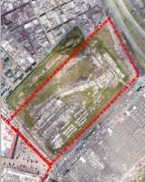 Imagen aérea satelital, con el polígono de intervención del Plan de Implantación.