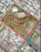 Imagen aérea satelital, con el polígono de intervención del Plan de Implantación.