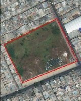 Imagen aérea satelital, con el polígono de intervención del Plan de Implantación.