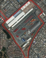 Imagen aérea satelital, con el polígono de intervención del Plan de Implantación.
