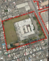 Imagen aérea satelital, con el polígono de intervención del Plan de Implantación.