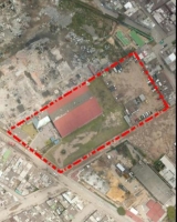 Imagen aérea satelital, con el polígono de intervención del Plan de Implantación.