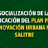 texto "Socialización de la modificación del plan parcial de renovación urbana  Nuevo Salitre", sobre fondo verde.