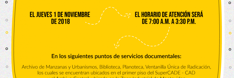 Jueves 1° de noviembre: Horario de atención Puntos de Servicios Documentales